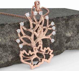 Diamond Rose Gold Celtic Tree of Life Necklace