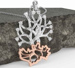 Diamond White Rose Gold Celtic Tree of Life Necklace
