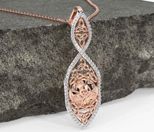 Diamond Rose Gold Celtic Warrior Trinity knot Necklace