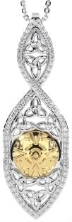 Ladies Sapphire Silver Celtic Trinity knot Ring 