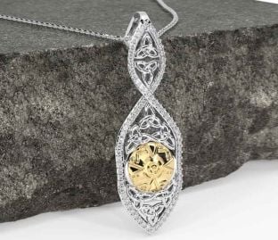 Diamond Gold Silver Celtic Warrior Trinity knot Necklace