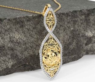 Diamond Gold Celtic Warrior Trinity knot Necklace