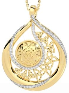 Diamond Gold Silver Celtic Warrior Trinity Knot Necklace