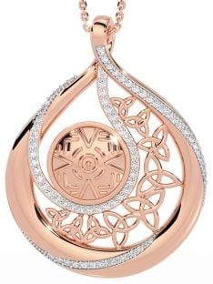 Diamond Rose Gold Celtic Warrior Trinity Knot Necklace