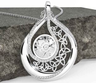 Diamant Vit Guld Keltiskt Krigare Treenighet Knut Halsband