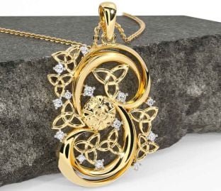 Diamond Gold Silver Celtic Warrior Trinity Knot Necklace