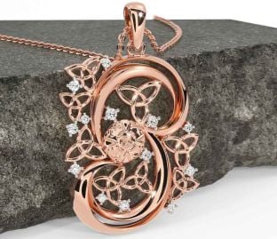 Diamond Rose Gold Celtic Warrior Trinity Knot Necklace