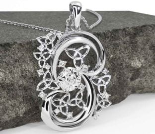 Diamond Silver Celtic Warrior Trinity Knot Necklace