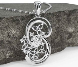 Diamant Vit Guld Keltiskt Krigare Treenighet Knut Halsband