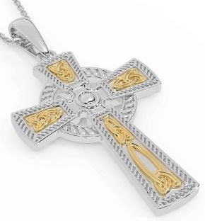 Gold Silver Celtic Cross Trinity Knot Necklace