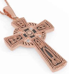 Rose Gold Silver Black Rhodium Celtic Cross Trinity Knot Necklace