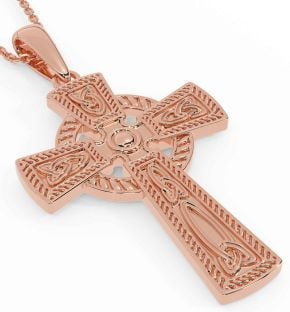 Rose Gold Silver Celtic Cross Trinity Knot Necklace