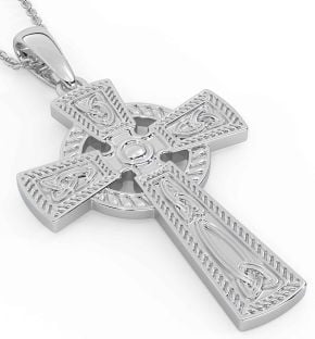 Silver Celtic Cross Trinity Knot Necklace