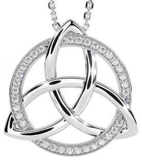 Diamond White Gold Celtic Trinity Knot Necklace