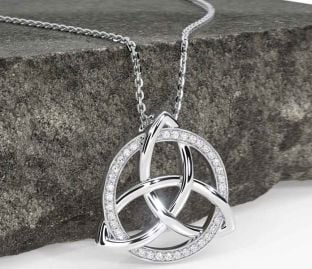 Diamond White Gold Celtic Trinity Knot Necklace