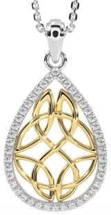 Ladies Sapphire Silver Celtic Trinity knot Ring 