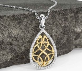 Diamond Gold Silver Celtic Necklace