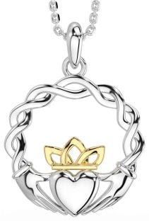 Gold Silver Celtic Claddagh Necklace