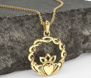 Gold Silver Celtic Claddagh Necklace