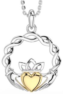 Gold Silver Celtic Claddagh Necklace