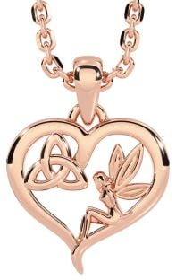 Kids Rose Gold Silver Celtic Trinity Knot Heart Necklace