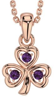 Alexandrite Rose Gold Silver Shamrock Necklace
