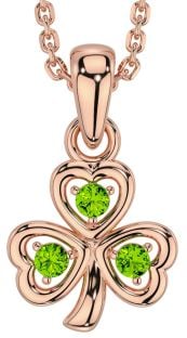 Peridot Rose Gold Silver Shamrock Necklace