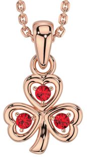 Ruby Rose Gold Silver Shamrock Necklace