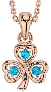 Topaz Rose Gold Silver Shamrock Necklace