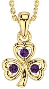 Alexandrite Gold Silver Shamrock Necklace
