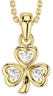 Diamond Gold Silver Shamrock Necklace