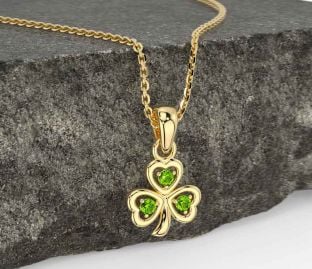 Peridot Gold Silver Shamrock Necklace