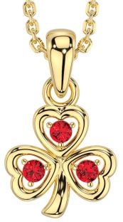 Ruby Gold Silver Shamrock Necklace