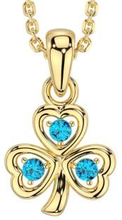 Topaz Gold Silver Shamrock Necklace