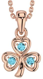 Aquamarine Rose Gold Shamrock Necklace