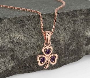 Alexandrite Rose Gold Shamrock Necklace