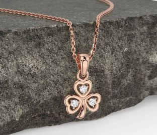 Diamond Rose Gold Shamrock Necklace