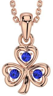 Sapphire Rose Gold Shamrock Necklace