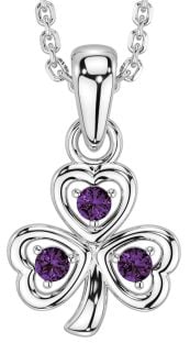 Alexandrite Silver Shamrock Necklace