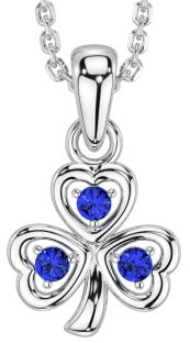 Sapphire Silver Shamrock Necklace