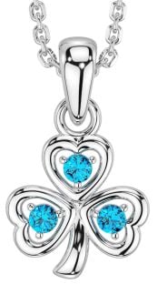 Topaz Silver Shamrock Necklace