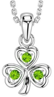 Peridot White Gold Shamrock Necklace