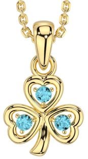 Aquamarine Gold Shamrock Necklace