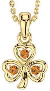 Citrin Gold Kleeblatt Halskette