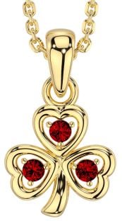 Garnet Gold Shamrock Necklace