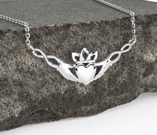 White Gold Claddagh Necklace