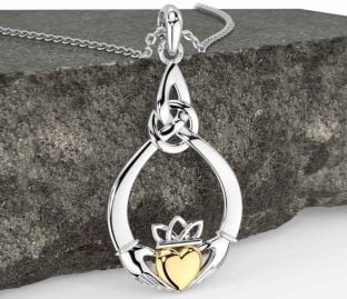 Gold Silver Claddagh Necklace