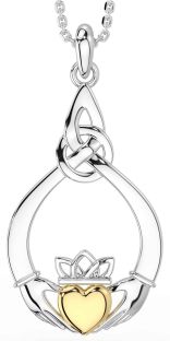 Ladies Sapphire Silver Celtic Trinity knot Ring 