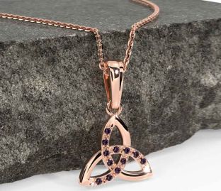 Alexandrite Rose Gold Silver Celtic Trinity Knot Necklace