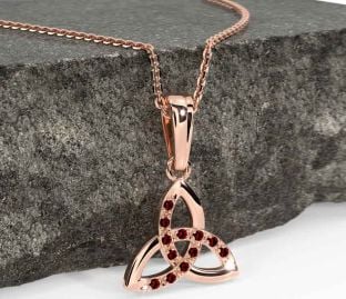 Garnet Rose Gold Silver Celtic Trinity Knot Necklace